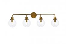  LD7037W38BR - Hanson 4 Lights Bath Sconce in Brass with Clear Shade