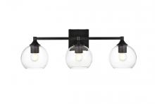  LD7308W25BLK - Foster 3 Light Black and Clear Bath Sconce