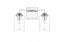  LD7314W14CH - Ronnie 2 Light Chrome and Clear Bath Sconce