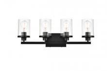  LD7316W25BLK - Saanvi 4 Light Black and Clear Bath Sconce