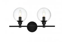  LD7318W19BLK - Jaelynn 2 Light Black and Clear Bath Sconce