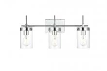  LD7319W24CH - Benny 3 Light Chrome and Clear Bath Sconce