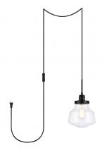  LDPG6252BK - Lyle 1 Light Black and Clear Seeded Glass Plug in Pendant