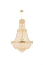  V1900G30G/RC - Century 17 Light Gold Chandelier Clear Royal Cut Crystal