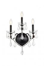  V2015W3DB/RC - St. Francis 3 Light Dark Bronze Wall Sconce Clear Royal Cut Crystal