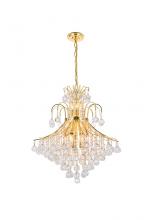  V8003D25G/RC - Toureg 15 Light Gold Chandelier Clear Royal Cut Crystal