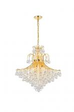  V8005G31G/RC - Toureg 15 Light Gold Chandelier Clear Royal Cut Crystal