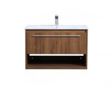  VF43030WB - 30 Inch Single Bathroom Floating Vanity in Walnut Brown