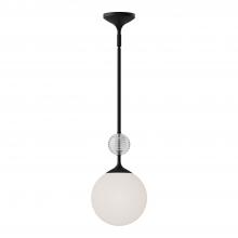  PD415308MBOP - Celia 8-in Matte Black/Opal Glass 1 Light Pendant