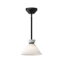  PD470108MBGO - Halston 8-in Glossy Opal Glass/Matte Black 1 Light Pendant