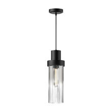  PD435605MBCR - Kent 5-in Clear Ribbed Glass/Matte Black 1 Light Pendant