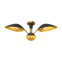  SF550332MBAG - Oscar 32-in Aged Gold/Matte Black 3 Lights Semi Flush Mount