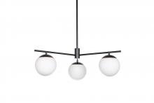  188-613/BLK/OP - Eclipse - 3 Light 27 Chandelier in Black with Opal Glass