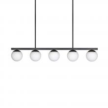  488-605/BLK/OP - Eclipse - 5 Light Linear Pendant in Black with Opal Glass