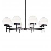  CH3888/BK/OP - Liberty - 8 Light 36 Chandelier in Black with Opal Glass