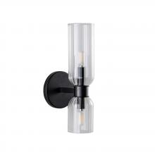  WL7091/BK - Moru - 2 Light Wall Sconce in Black with Clear Ribbed  Glass