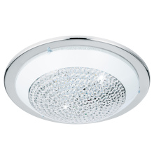Eglo Canada 202158A - LED Ceiling Light w/ Chrome Finish & White & Clear Glass Shade w/  Clear Glass Stones
