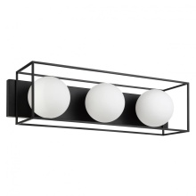 Eglo Canada 205351A - 3 LT Bath/Vanity Light w/ Matte Black Finish & White Sphere Glass Shades
