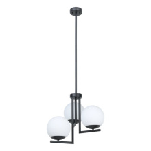 Eglo Canada 205755A - 3 LT Pendant w/ Black Finish & Opal Sphere Glass Shades