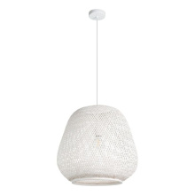 Eglo Canada 206016A - 1 LT Pendant w/ White Finish & White Bamboo Shade