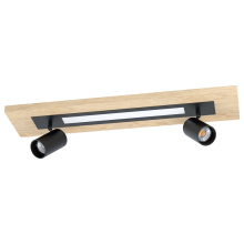 Eglo Canada 39748A - 2 LT Fixed Track Light w/ Wood & Black Finish w/ Adjustable Lamp Heads & Center LED Light