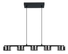 Eglo Canada 39875A - 5 LT Integrated LED Linear Pendant w/ Black Finish & Vaporized Black Transparent Glass