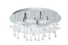 Eglo Canada 93053A - 5 LT  Ceiling Light w/ Chrome Finish & Glass Flower Crystal Drops