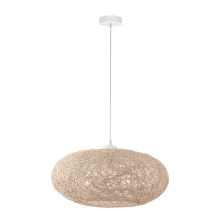 Eglo Canada 93374A - 1 LT Pendant w/ White Finish & Beige Treaded Shade