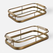  18014 - Rosea Brushed Gold Trays, S/2