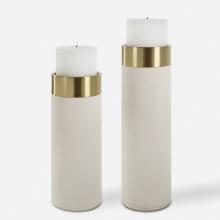  18100 - Uttermost Wessex White Pillar Candleholders Set Of 2