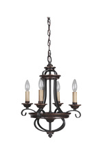  38724-AGTB - Stafford 4 Light Chandelier in Aged Bronze/Textured Black