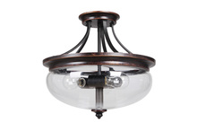  38753-AGTB - Stafford 3 Light Semi Flush in Aged Bronze/Textured Black