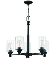  49825-FB-C - Dardyn 5 Light Chandelier in Flat Black (Clear Glass)