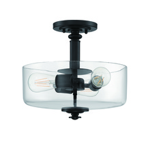  49853-FB-C - Dardryn 3 Light Convertible Semi Flush in Flat Black (Clear Glass)