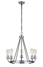  50325-FBBNK - Randolph 5 Light Chandelier in Flat Black/Brushed Polished Nickel