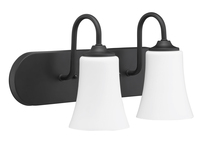  50402-FB-WG - Gwyneth 2 Light Vanity in Flat Black (White Glass)