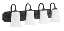  50404-FB-WG - Gwyneth 4 Light Vanity in Flat Black (White Glass)