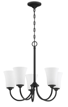  50425-FB-WG - Gwyneth 5 Light Chandelier in Flat Black (White Glass)