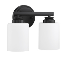  50502-FB-WG - Bolden 2 Light Vanity in Flat Black (White Glass)