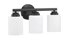  50503-FB-WG - Bolden 3 Light Vanity in Flat Black (White Glass)