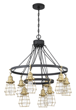  50629-FBSB - Thatcher 9 Light Chandelier in Flat Black/Satin Brass