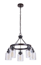  53625-FBDT - Foxwood 5 Light Chandelier in Flat Black/Dark Teak