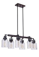  53676-FBDT - Foxwood 6 Light Island in Flat Black/Dark Teak