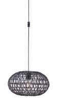  SW2003-FB - Portable Swag Pendant w/Rattan Shade in Flat Black