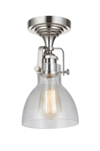  X8317-PLN-C - State House 1 Light Clear Dome Semi Flush in Polished Nickel